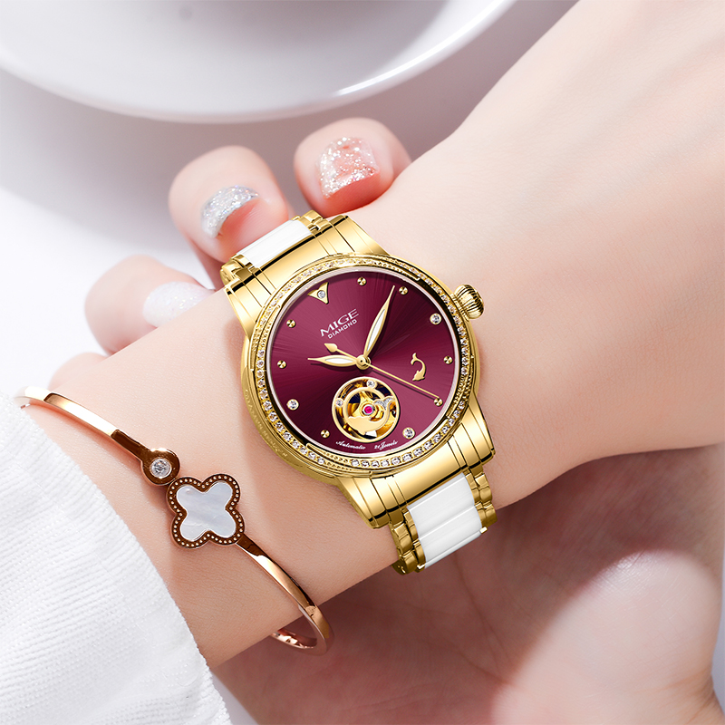 MIGE Ladies Skeleton Auto Watc - Skeleton Mechanical Watch recension och pris