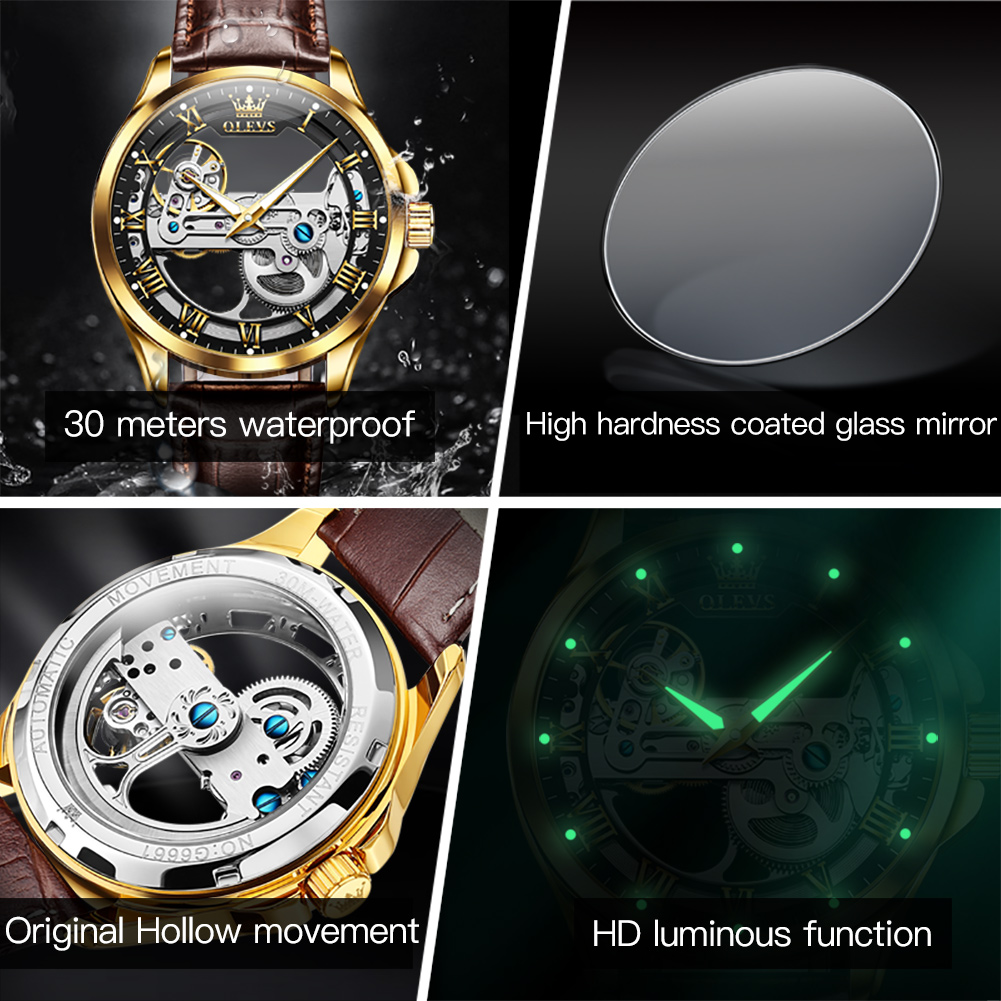 OLEVS Couple Watches Original  - Skeleton Mechanical Watch recension och pris