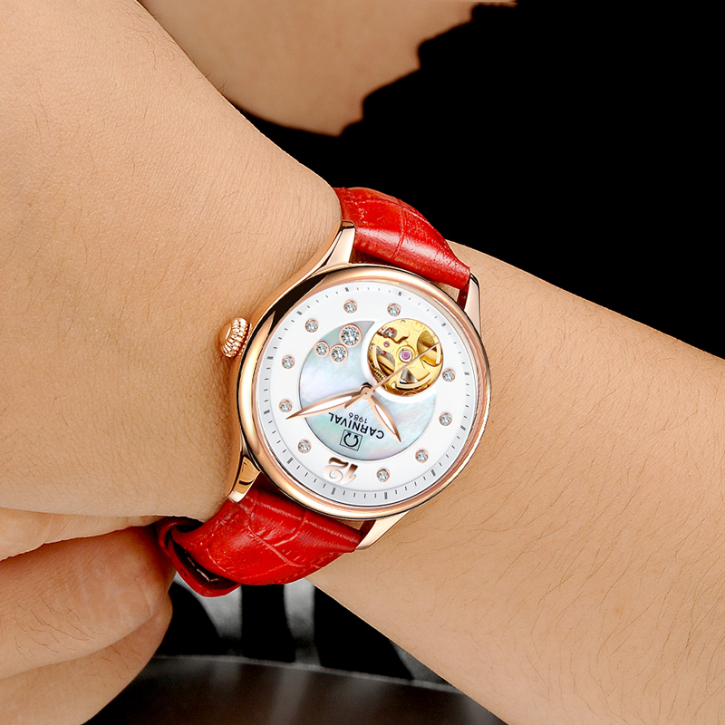 Switzerland CARNIVAL Luxury Wo - Skeleton Mechanical Watch recension och pris