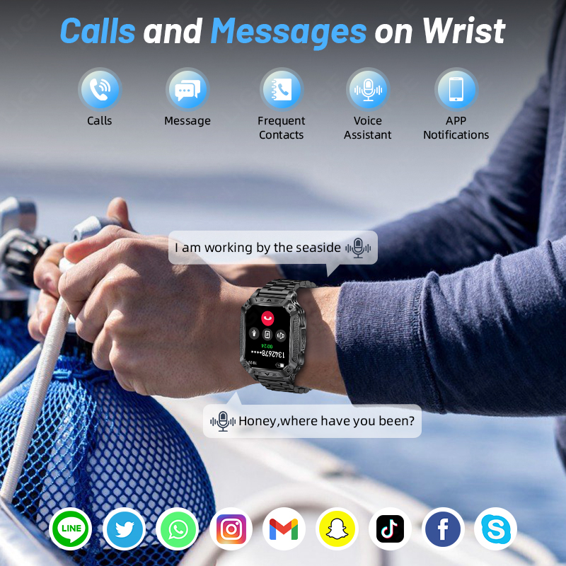LIGE Military outdoor SmartWat - Smartwatch Watches For Men recension och pris