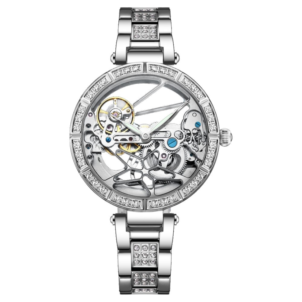 Luxury Skeleton Silver Dial Fa - Skeleton Mechanical Watch recension och pris