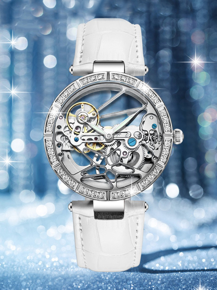 Luxury Skeleton Silver Dial Fa - Skeleton Mechanical Watch recension och pris